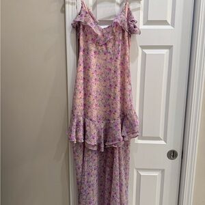 Astr Lavender Floral Ruffle Dress